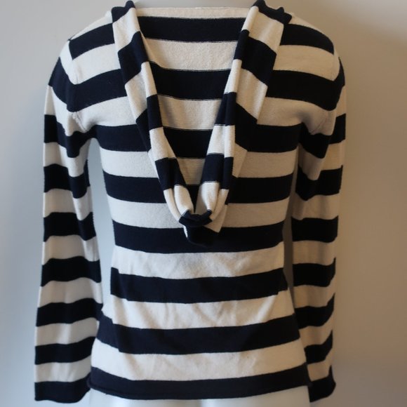 SCOOP NYC NAVY WHITE HOODED SWEATER SZ M * - Picture 8 of 11